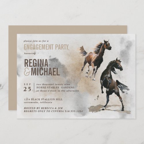 Wild Horse Watercolor ENGAGEMENT PARTY Invitation