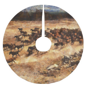 Wild Horses: Artistic Animal Majesty. Brushed Polyester Tree Skirt