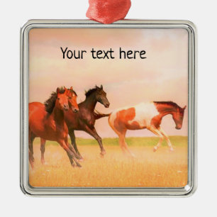 Wild Horses at Sunset Ceramic Ornament