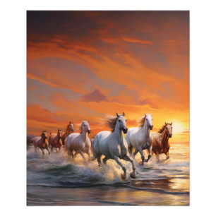 "Wild Horses at Sunset on Shore" Photo Print