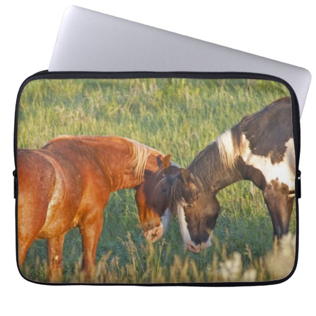 Wild Horses at Theodore Roosevelt National Park Laptop Sleeve (Front)