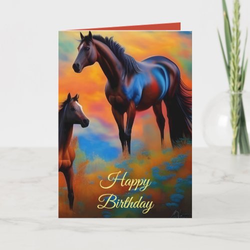 Wild Horses Birthday Card