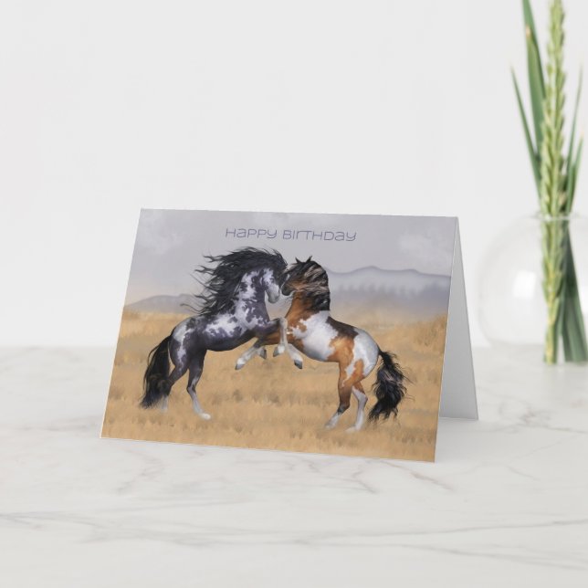 Wild Horses Birthday Greeting Card (Front)
