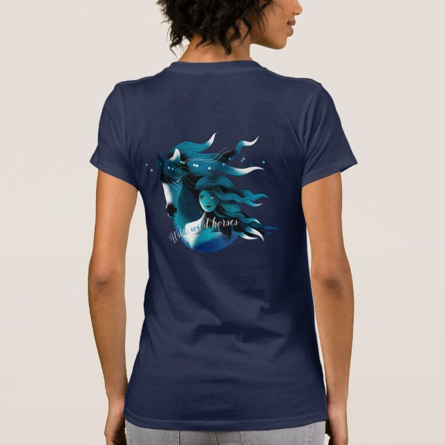 Wild Horses Blue Women's Teeshirt T-Shirt (Back)