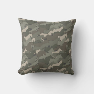Wild Horses Camouflage Pattern Throw Pillow