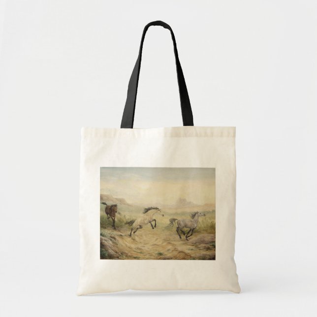 Wild Horses Canvas Tote Bag (Front)