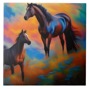 Wild Horses Ceramic Tile