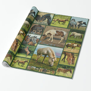 Wild Horses Collage Wrapping Paper