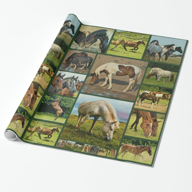 Wild Horses Collage Wrapping Paper (Unrolled)