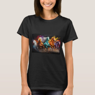 Wild Horses  Colorful Watercolor T-Shirt