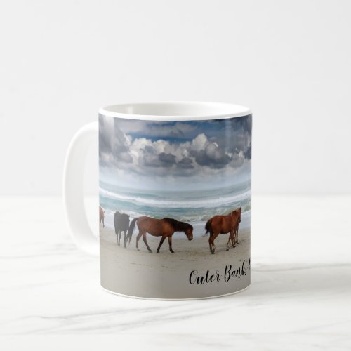 Wild Horses Corolla Outer Banks NC Coffee Mug