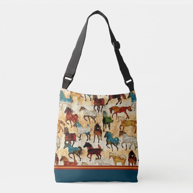 Wild horses Cross Body Tote Bag (Front)