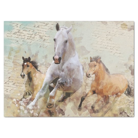 Wild Horses Decoupage Design Tissue Paper