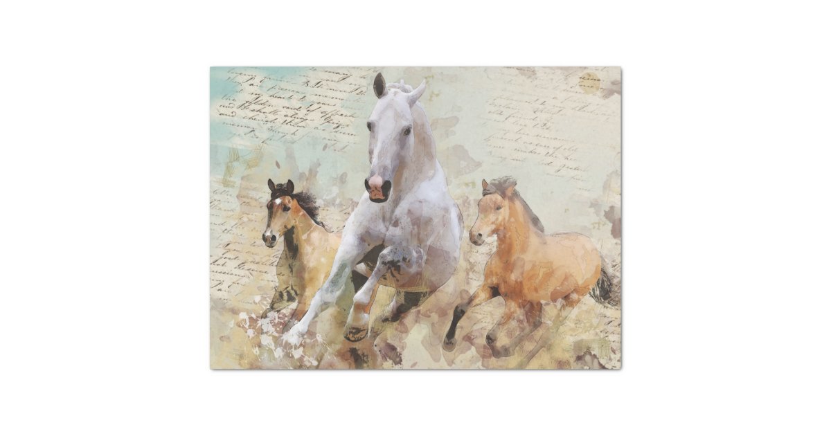 Wild Horses Decoupage Design Tissue Paper Zazzle