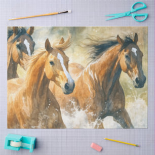 Wild horses decoupage watercolor western tissue paper