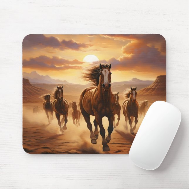 Wild Horses Desert Mouse Pad (With Mouse)