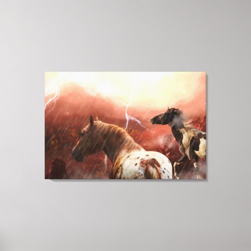 WILD HORSES DESERT STORM CANVAS PRINT