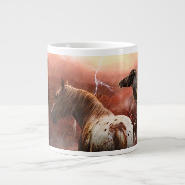 WILD HORSES DESERT STORM GIANT COFFEE MUG (Front)
