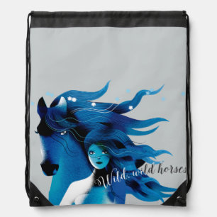 Wild Horses Drawstring Backpack