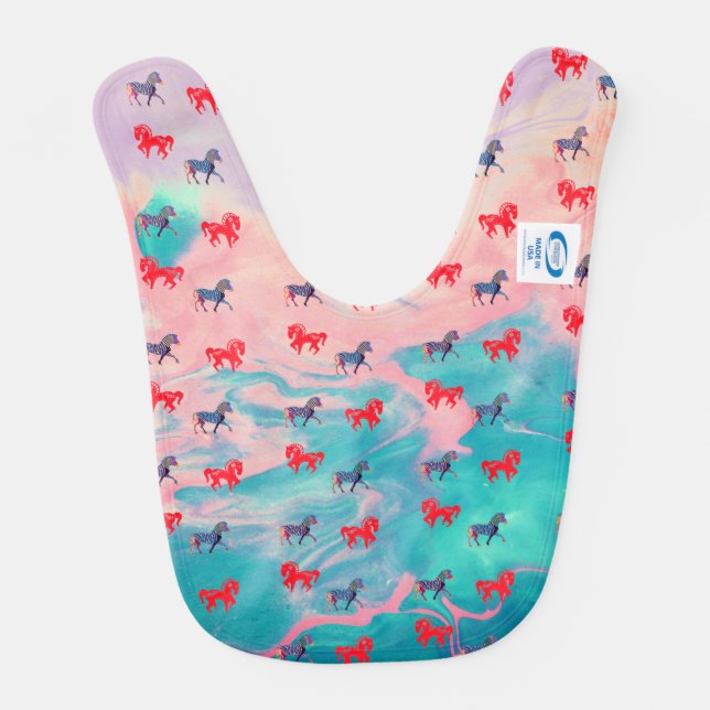Wild Horses Fun Artful Baby Bib (Back)