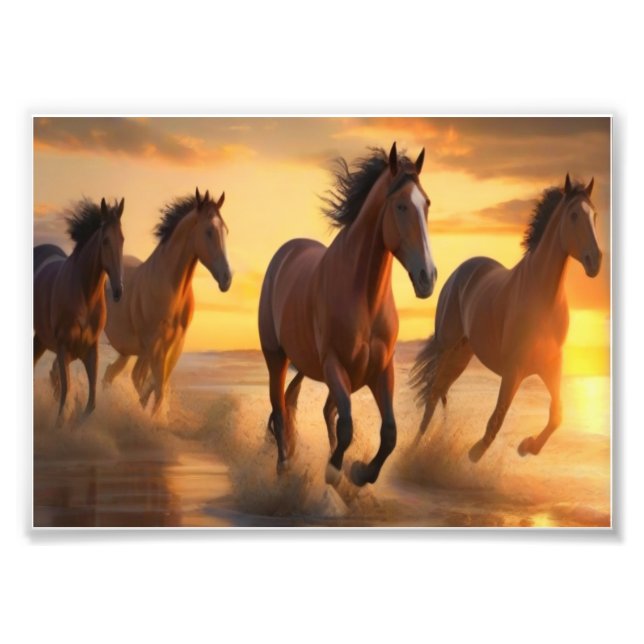 Wild Horses in Sunset Splendor Photo Print (Front)