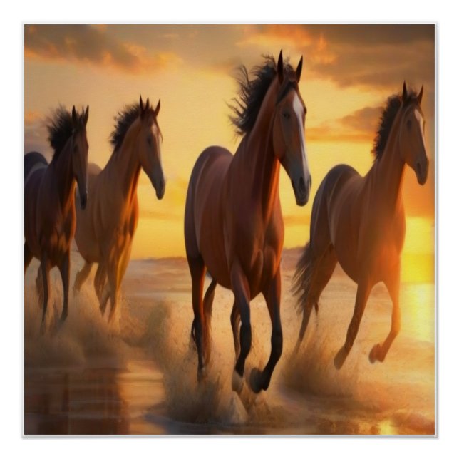 Wild Horses in Sunset Splendor Poster (Front)