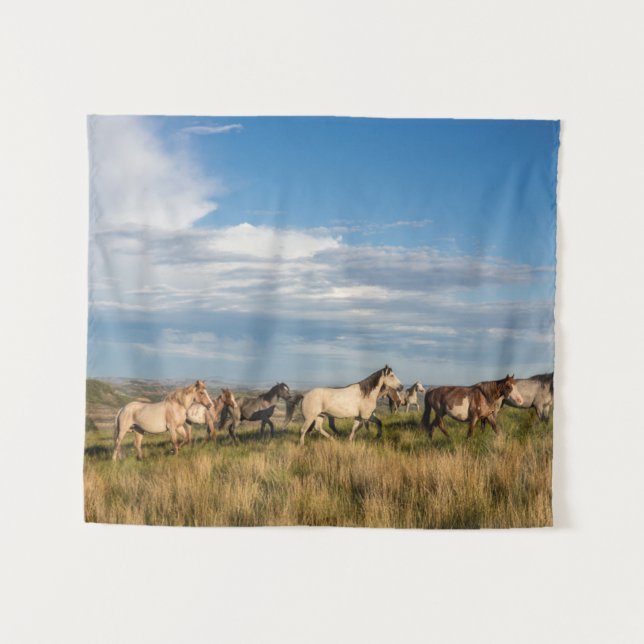 Wild Horses in Theodore Roosevelt National Park Tapestry (Front (Horizontal))