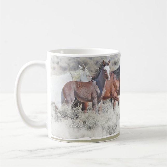 Wild horses moving to water, Mug (Left)