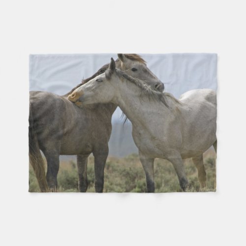 Wild Horses Nuzzling Fleece Blanket