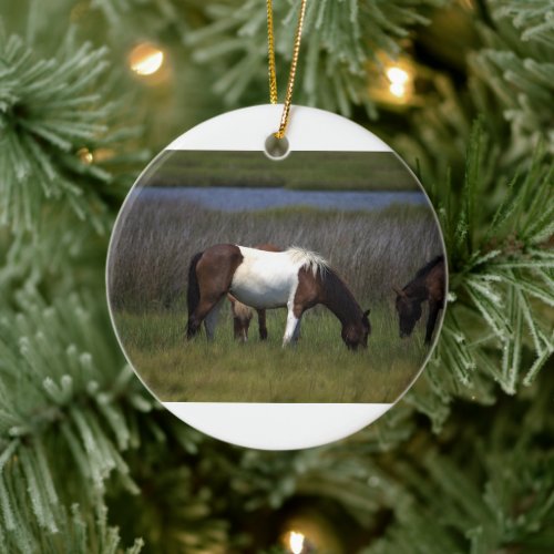 Wild Horses of Assateague Ceramic Ornament