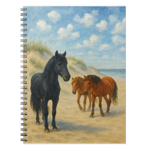 Wild Horses of Corolla North Carolina Watercolor Notebook