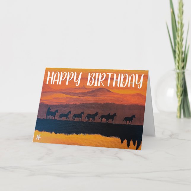 Wild Horses of Montana Painting by Alfred Fox Card (Front)