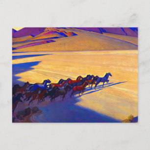 Wild Horses of Nevada, 1927 by Maynard Dixon Postcard