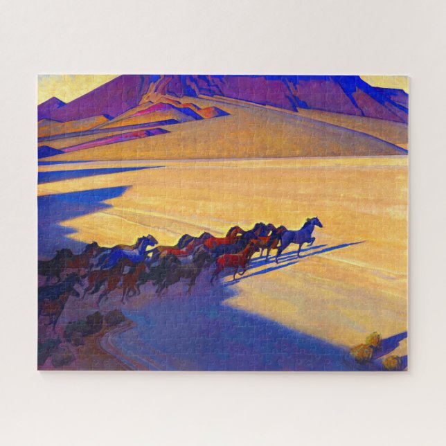 Wild Horses of Nevada by Maynard Dixon Jigsaw Puzzle (Horizontal)