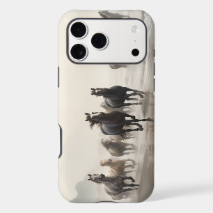 Wild horses on a foggy beach iPhone 17 pro max case