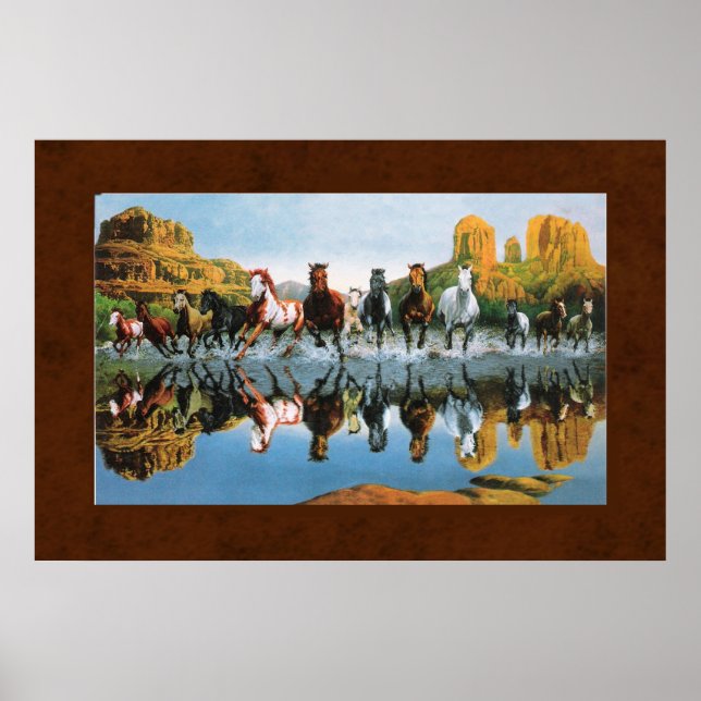 Wild Horses on Leather Poster (Front)