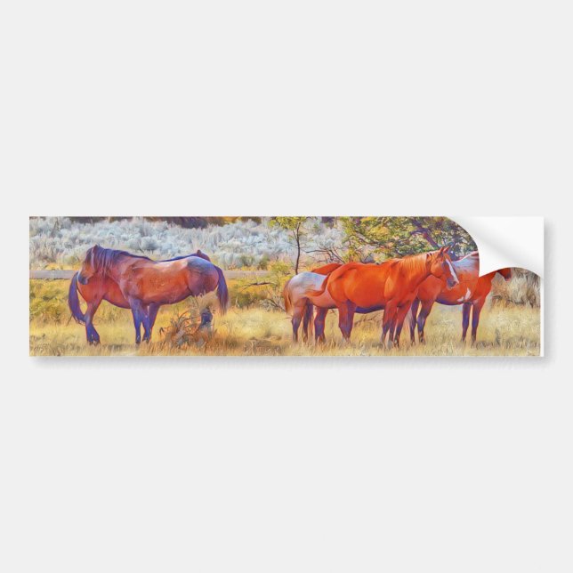 Wild Horses on my car Bumper Sticker  (Front)