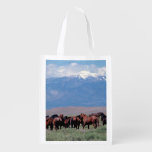 Horse Reusable Grocery Bags Zazzle Wild Horses Out West Reusable Grocery Bag