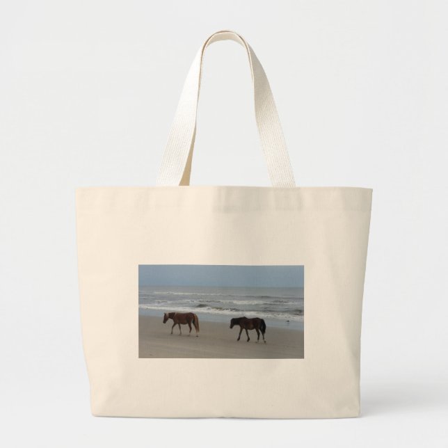 Wild Horses Outer Banks Large Tote Bag (Front)
