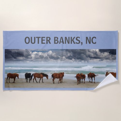Wild Horses Outer Banks NC Beach Towel