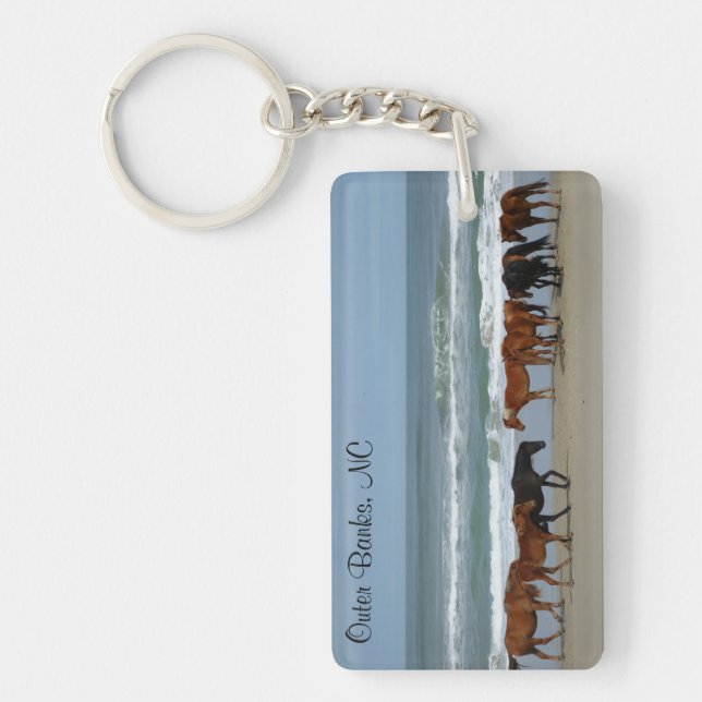 Wild Horses Outer Banks NC Keychain (Front)