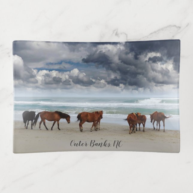 Wild Horses Outer Banks NC Trinket Tray (Front)