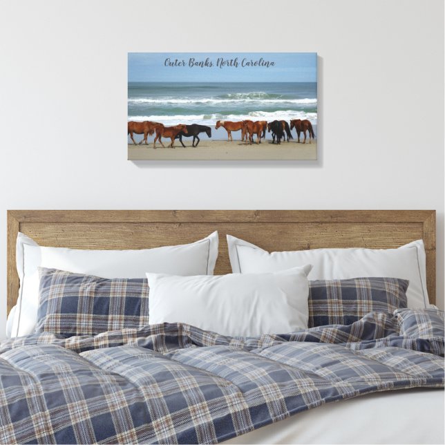 Wild Horses Outer Banks OBX Corolla NC Canvas Print (Insitu(Bedroom))