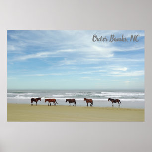 Wild Horses Outer Banks OBX Corolla NC Poster