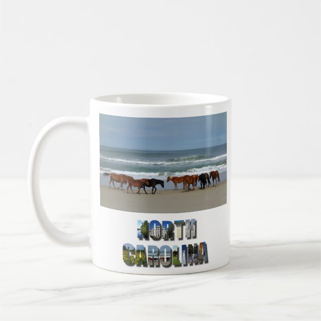 Wild Horses Outer Banks OBX NC Corolla Coffee Mug (Left)