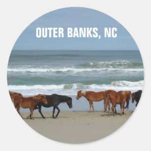 Wild Horses Outer Banks OBX North Carolina Classic Round Sticker