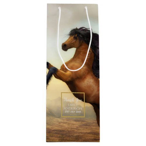 Wild HORSES Party Supplies Equestrian _ ADD PHOTO Wine Gift Bag