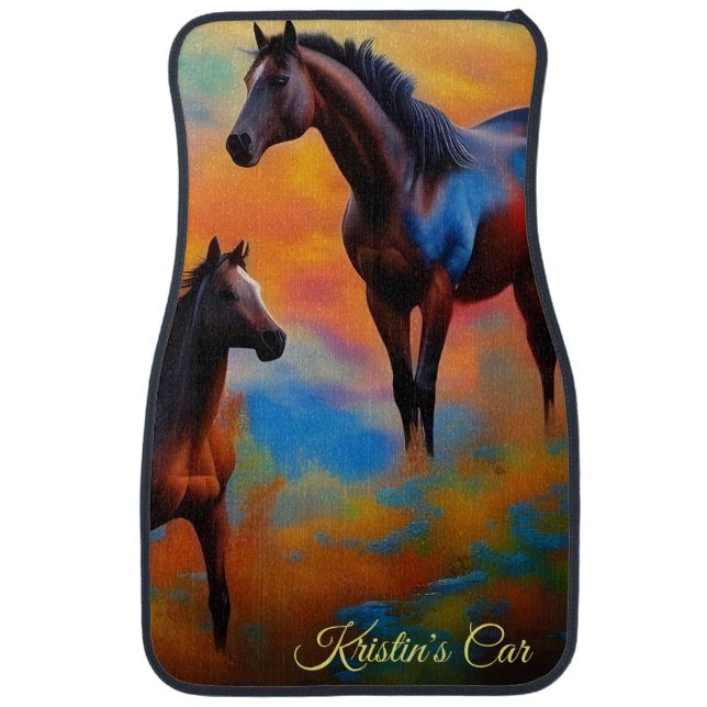 Wild Horses *personalize* Car Floor Mat (Front)