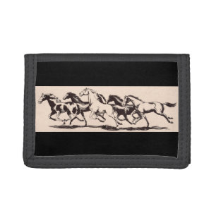 wild horses print trifold wallet