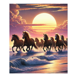 "Wild Horses Racing Against Sunset Horizon Photo Print